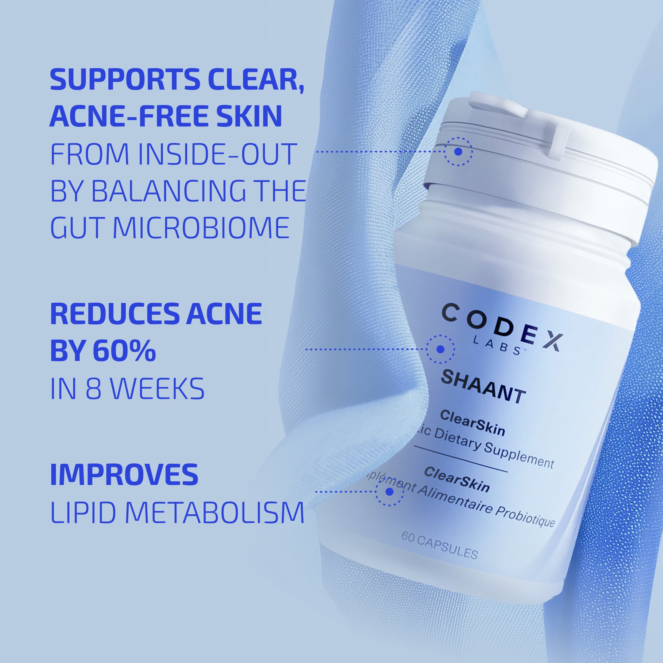 SHAANT ClearSkin Probiotic Supplement 2.0 for Acne-Prone Skin