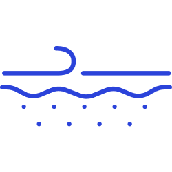 Red, brown, and blue-grey spots graphic icon.