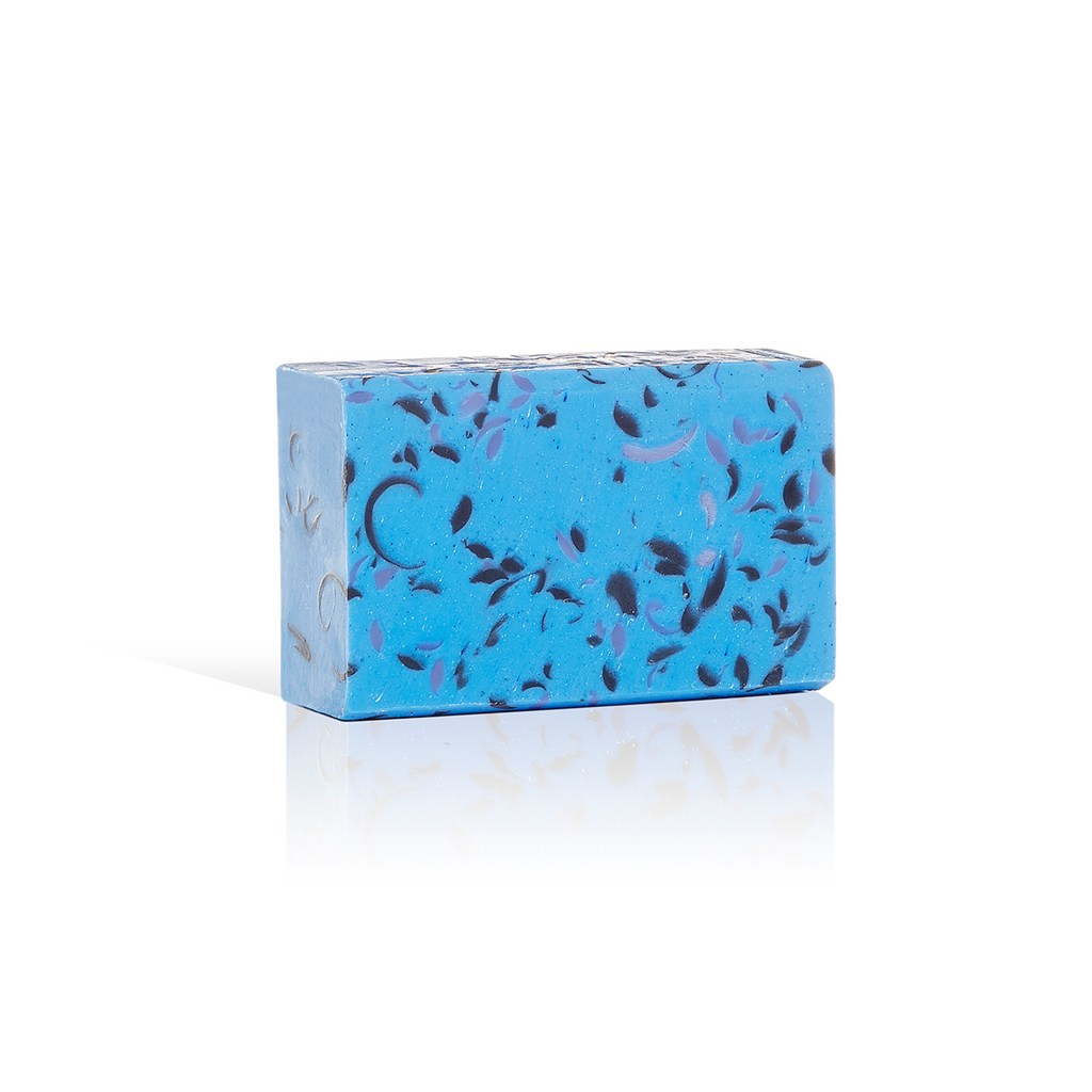 Image of the blue planet soap on a white background. 