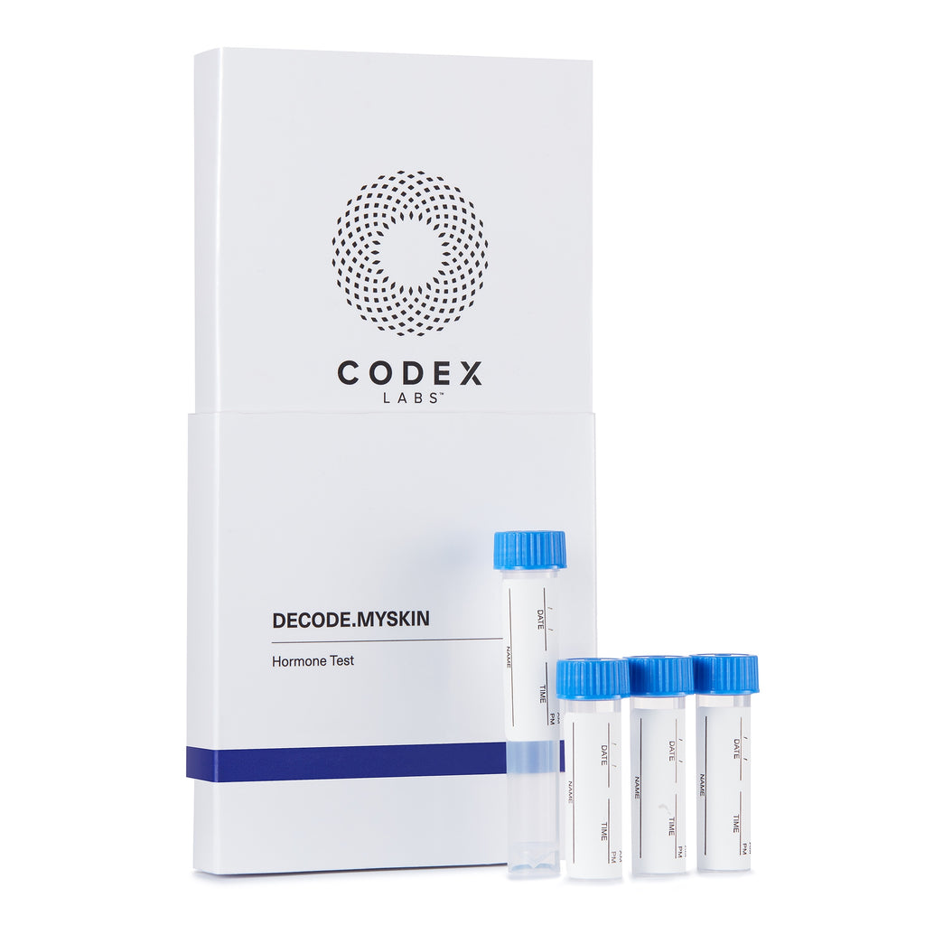 Image of aCodex Decode skin hormone kit with testing instruments.