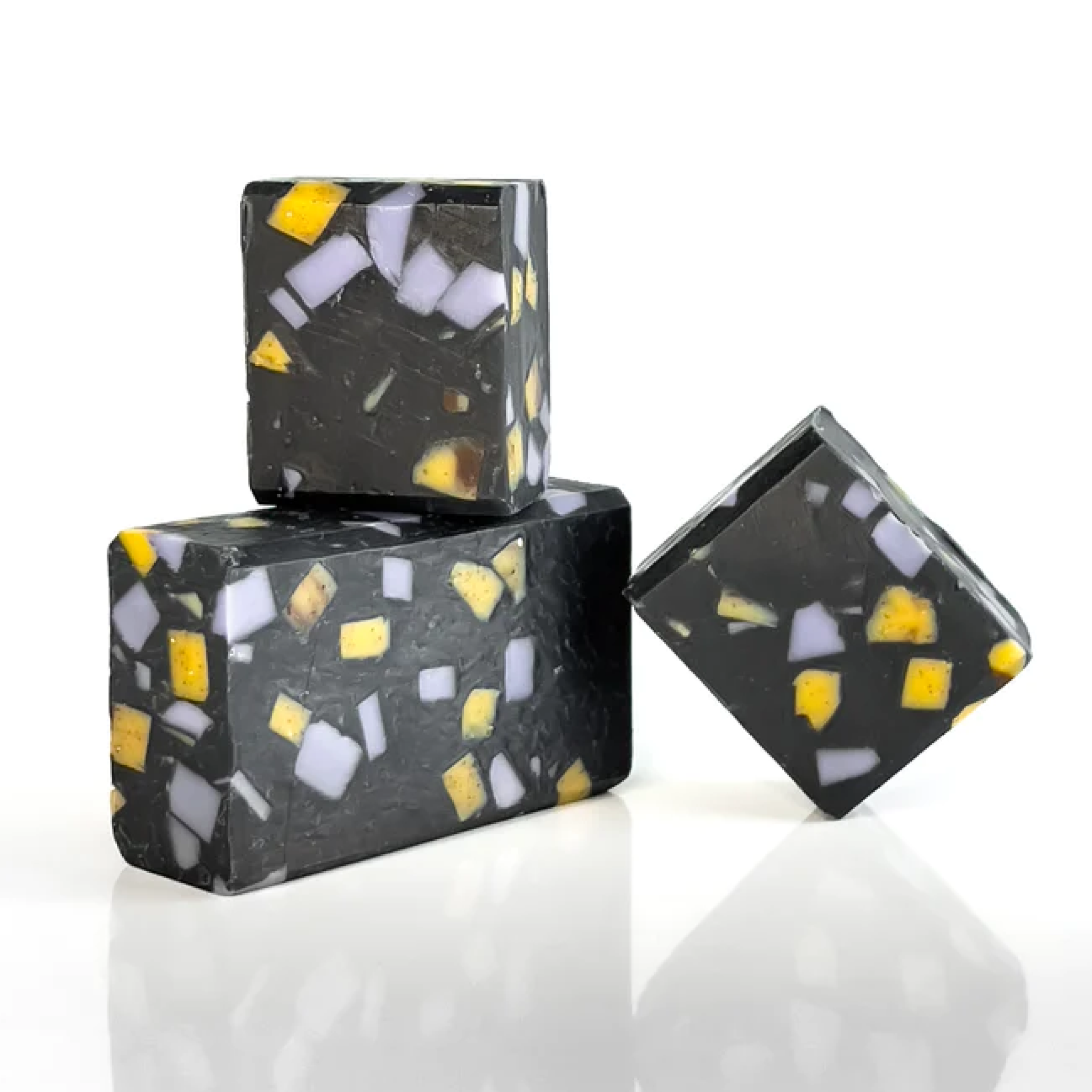 Image of a bars of Halloween soap stacked on top of each other. 